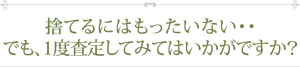 捨てるにはもったいない・・でも、1度査定してみてはいかがですか？